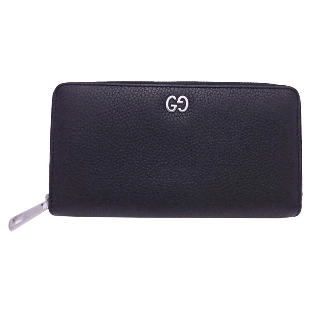 Gucci Round Zip Long Wallet GG Black Leather x